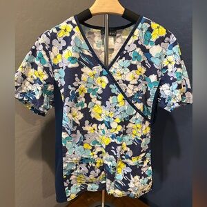 Blue and Yellow Srub top Short Sleeve